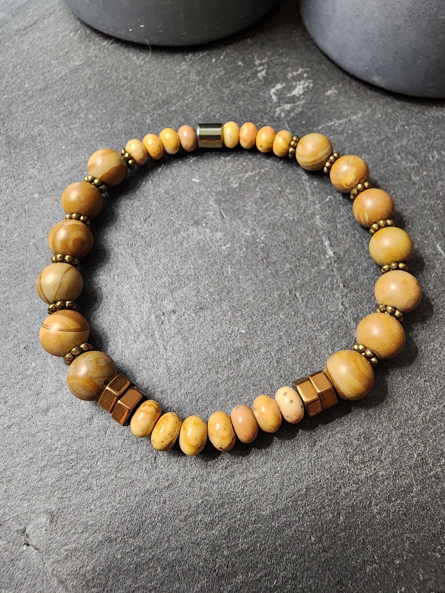 Mat Kahverengi Jasper Orjinal Doğal Taş Kadın ve Erkek Bileklik / Sağlık, Cesaret, Uyum, Cinsel Güç - 22 cm Bileklik Ebadı