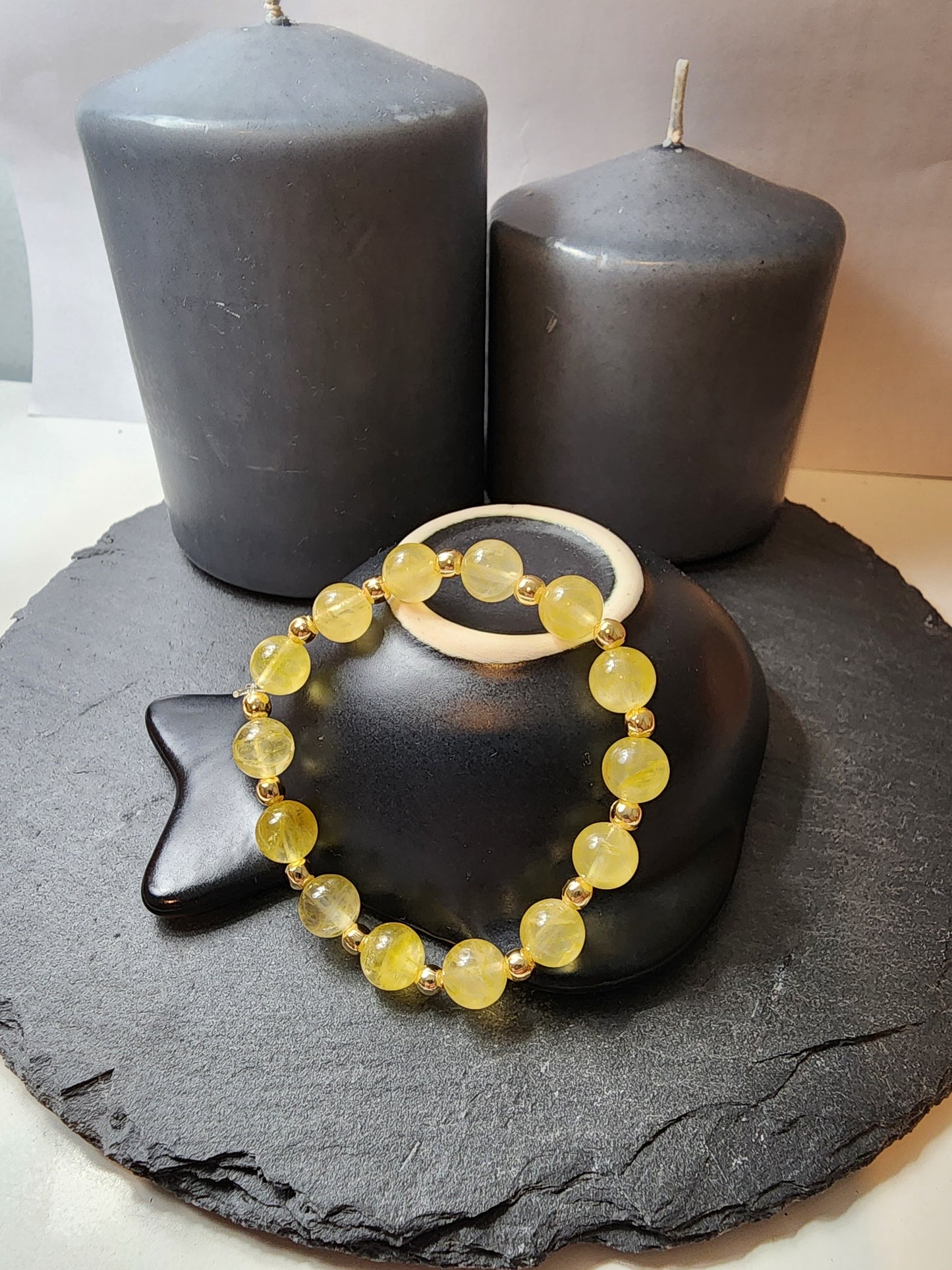 Citrine - 100% Natural Stone Bracelet - 8mm Sphere Cut - 16 cm Bracelet Size