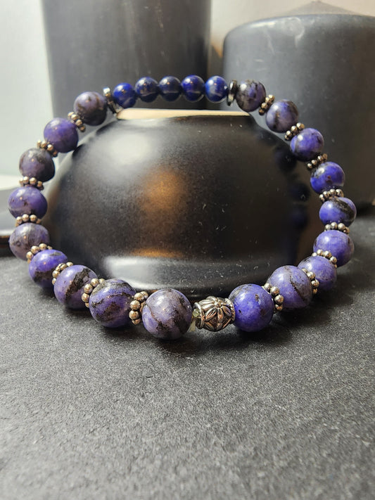 Lapis Lazuli ve Mavi Ceyt Orjinal Doğal Taş Kadın ve Erkek Bileklik / Gençlik, Sağlık, Huzur, Pozitiflik - 16 cm Bileklik Ebadı