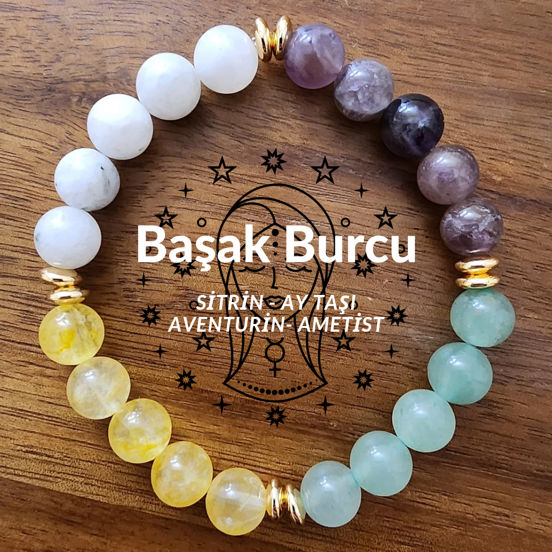 Başak Burcu Orjinal Doğal Taş Kadın ve Erkek Bileklik - 22 cm Bileklik Ebadı